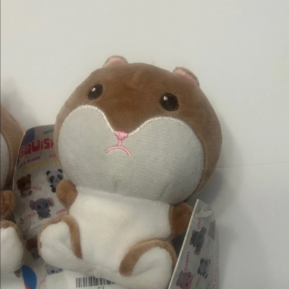 Cuddly Plush Hamster Toy - Brown and White SET of 3 NWT